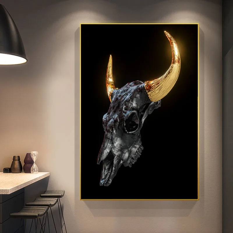 Golden Metal Horns Bull Skull Statue Art Canvas Painting Wall Art for Living Room Home Decor Posters and Prints Wall Decoration
Golden Metal Horns Bull Skull Statue Art Canvas Painting Wall Art for Living Room Home Decor Posters and Prints Wall Decoration