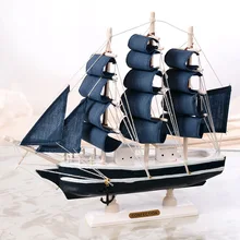 New Pirate Ship Model Wooden Sailing Ship Mediterranean Style Home Decoration Handmade Carved Nautical Boat Model Gift Figurines