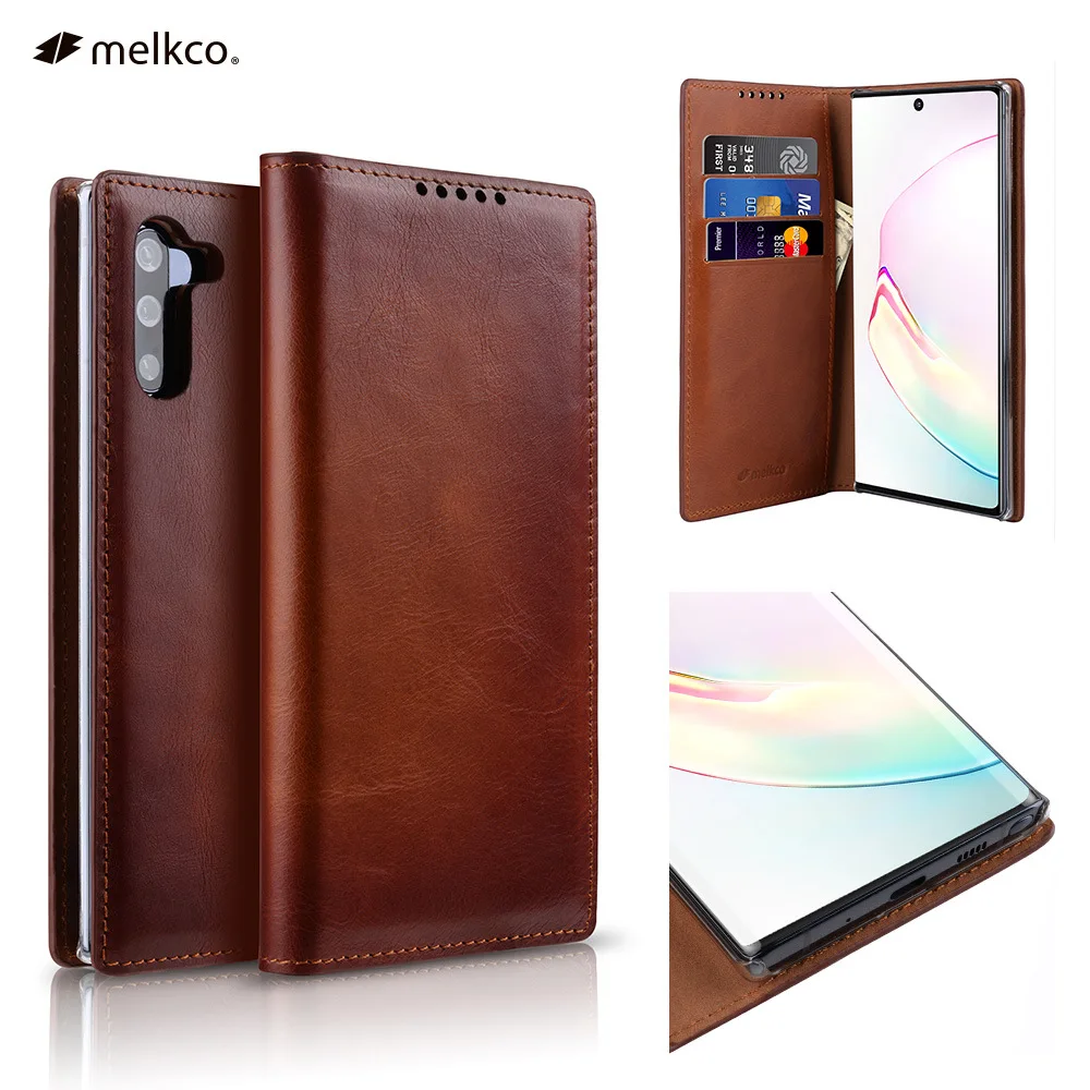 Новый роскошный чехол книжка из воловьей кожи для Samsung Note 10 телефона натуральной