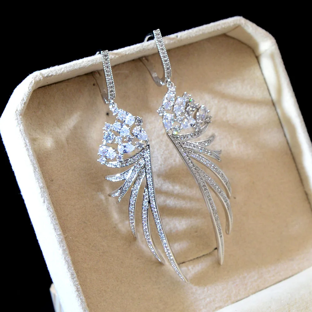 CINKILE Cubic Zirconia Wing Drop Earrings for Women Copper Long Earrings Party Wedding Fashion Jewelry Luxury Accessories
CINKILE Cubic Zirconia Wing Drop Earrings for Women Copper Long Earrings Party Wedding Fashion Jewelry Luxury Accessories