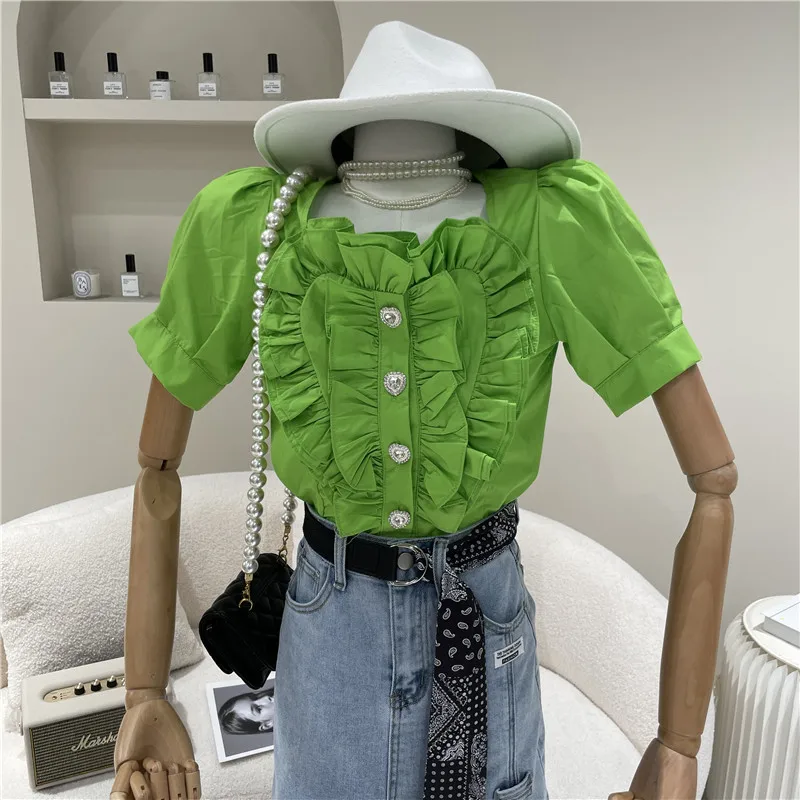 NewWomen's clothing Spring Summer 2021 New Design Ruffle bubble sleeves Temperament top Love shirt
NewWomen's clothing Spring Summer 2021 New Design Ruffle bubble sleeves Temperament top Love shirt