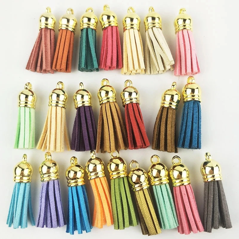 

30pcs/lot 40mm Vintage Leather Tassels Fringe Purl Macrame For DIY Jewelry Making Keychain Cellphone Straps Pendant Accessories