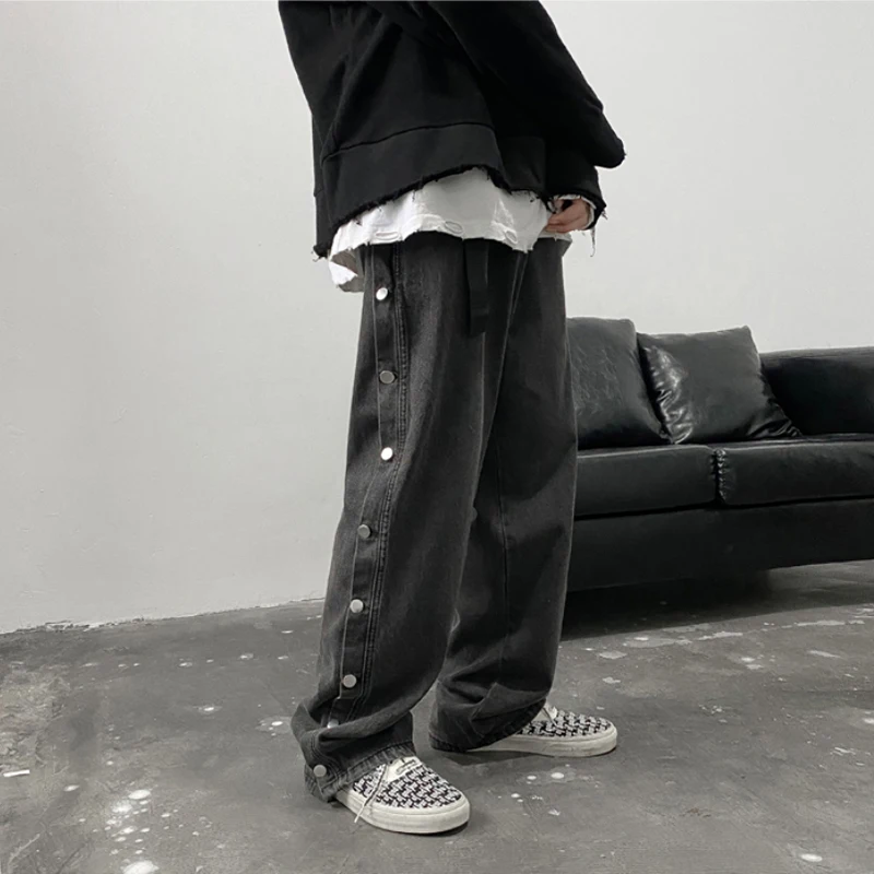 Double Side Button Straight Jeans Men Fashion Streetwear Loose Casual Hip Hop Trousers Wide Leg Harajuku Cargo Pants
Double Side Button Straight Jeans Men Fashion Streetwear Loose Casual Hip Hop Trousers Wide Leg Harajuku Cargo Pants