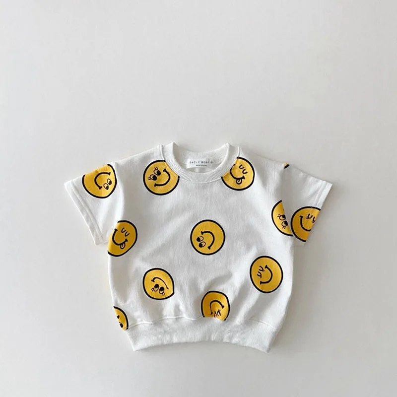 Cute Toddler Baby Boy Summe New Clothes Set Fashion Cartoon Smiley Printed Short Sleeve + Kid Girl Cotton Thin Shorts
Cute Toddler Baby Boy Summe New Clothes Set Fashion Cartoon Smiley Printed Short Sleeve + Kid Girl Cotton Thin Shorts