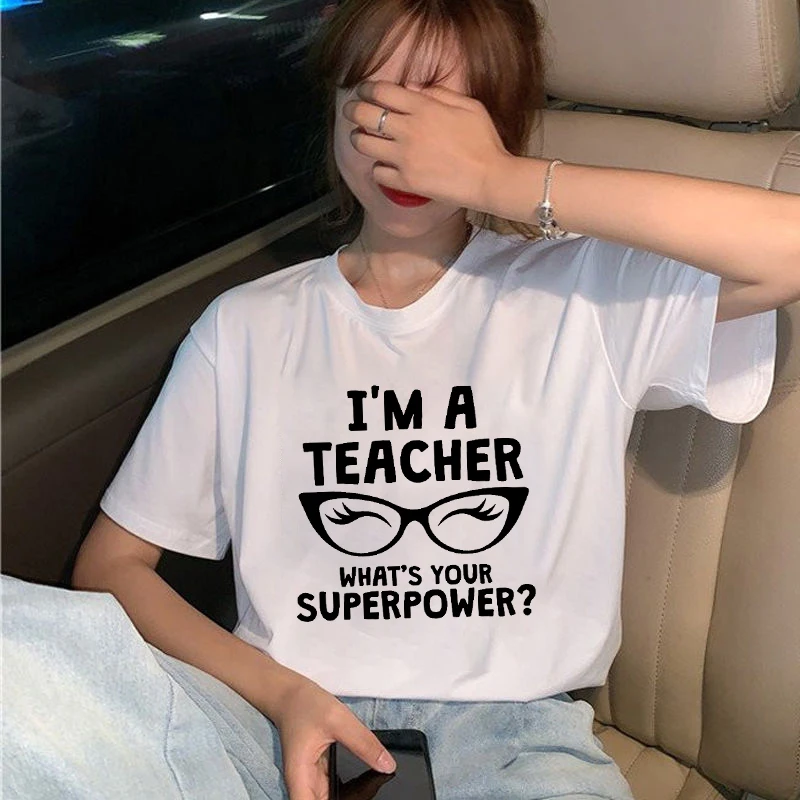 I'm A Teacher What's Your Superpower Black Glasses Women Tee Shirt Pink White Clothes Graphic T Shirts Gift for Teacher's Day
I'm A Teacher What's Your Superpower Black Glasses Women Tee Shirt Pink White Clothes Graphic T Shirts Gift for Teacher's Day