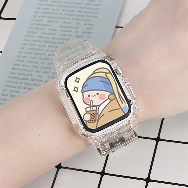 Силиконовый ремешок для Apple Watch Band 38 мм 40 мм 41 мм 42 мм 44 мм 45 мм, прозрачный браслет-петля для IWatch 7/6/SE/5/4/3/2
Силиконовый ремешок для Apple Watch Band 38 мм 40 мм 41 мм 42 мм 44 мм 45 мм, прозрачный браслет-петля для IWatch 7/6/SE/5/4/3/2