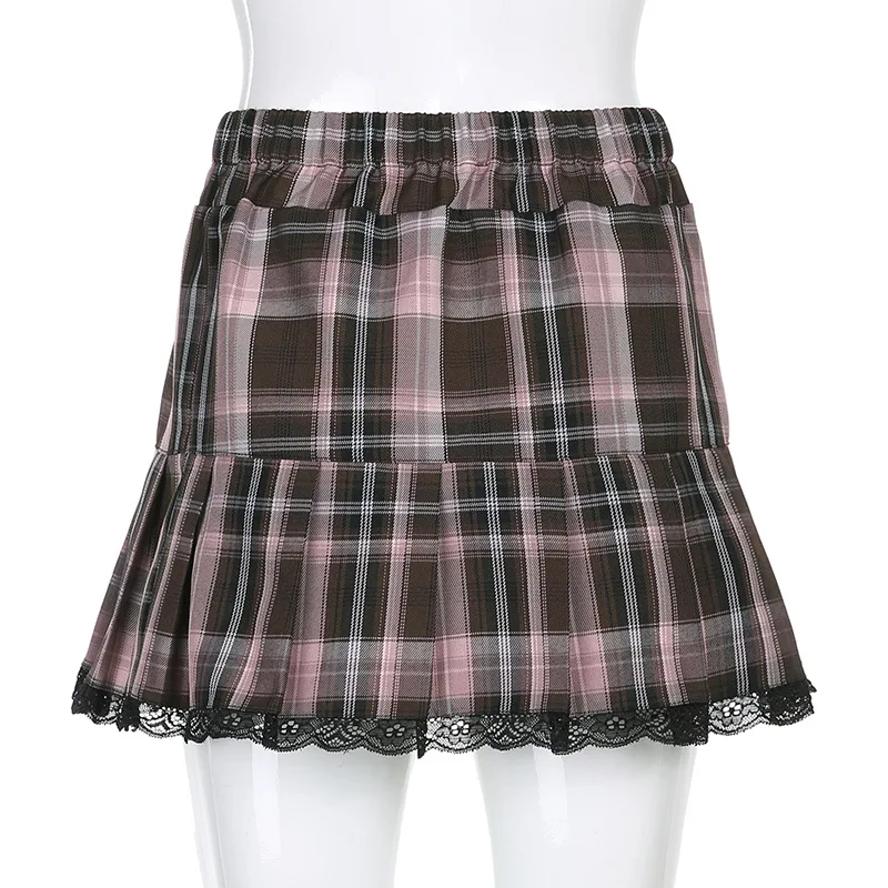 2021 New Arrivals Womens Streetwear Half-length Lace Plaid Cute Short Skirt Fashion High Waist Women Skirts
2021 New Arrivals Womens Streetwear Half-length Lace Plaid Cute Short Skirt Fashion High Waist Women Skirts