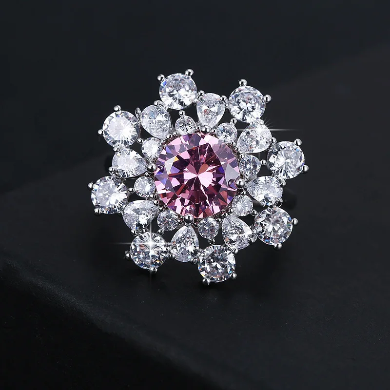 Pink Zircon Flower Shape Silver Plated Rings Women Rings Stylish Simple Banquet Engagement Ring Designed For Women Gift For Girl
Pink Zircon Flower Shape Silver Plated Rings Women Rings Stylish Simple Banquet Engagement Ring Designed For Women Gift For Girl