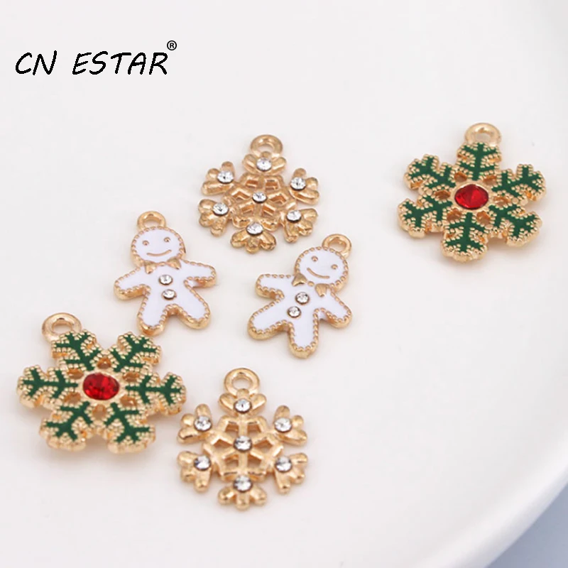 

10pcs/Lot Christmas Snowflake Snowman Enamel Charms Zinc Alloy DIY Jewelry Earrings Necklace Pendant Material Accessories
