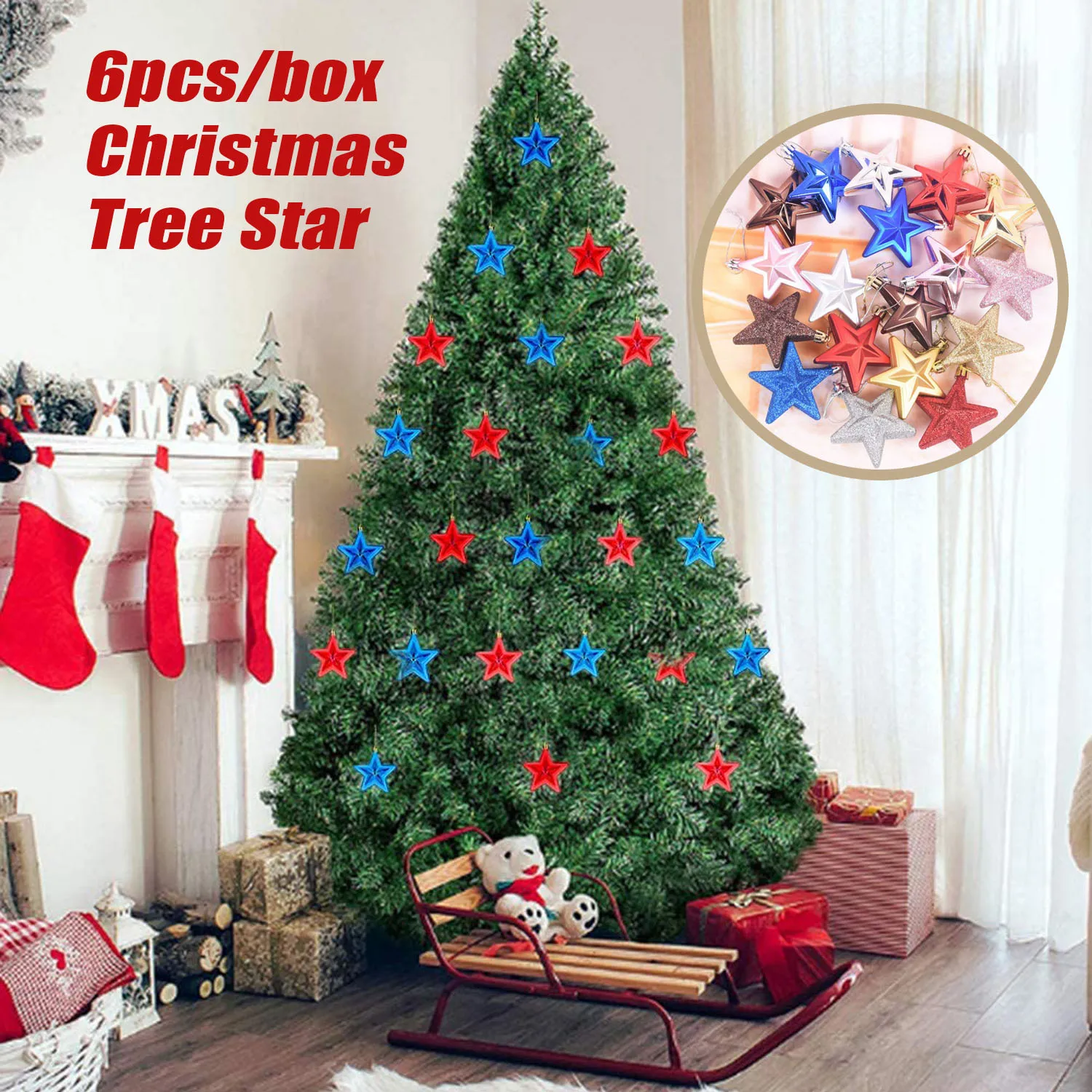 6pcs/box Christmas Tree Star Hanging Holiday Star Ornament Hanging Stars Decorations for Home Holiday Party Christmas Tree
6pcs/box Christmas Tree Star Hanging Holiday Star Ornament Hanging Stars Decorations for Home Holiday Party Christmas Tree