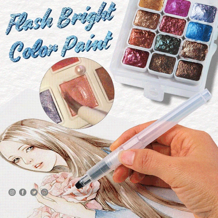 12 Colors Flash Bright Color Paint Portable Solid Pigment Watercolor Paints Set Water Color Pen For Painting Art Supplies
12 Colors Flash Bright Color Paint Portable Solid Pigment Watercolor Paints Set Water Color Pen For Painting Art Supplies