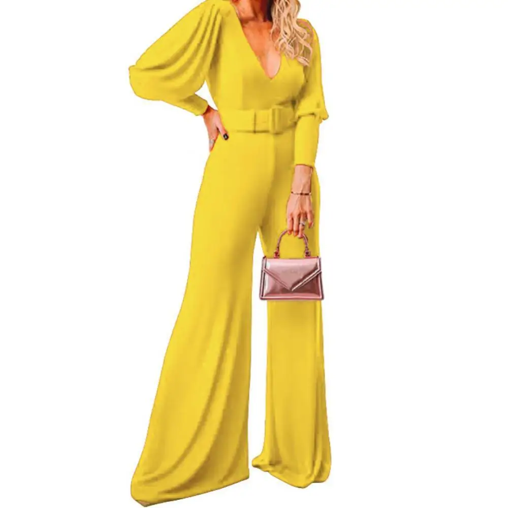 Women Jumpsuit Solid Color Deep V Neck Long Sleeve High Waist Jumpsuit Casual Pants Clubwear wide leg pants Outfit Summer 2021
Women Jumpsuit Solid Color Deep V Neck Long Sleeve High Waist Jumpsuit Casual Pants Clubwear wide leg pants Outfit Summer 2021