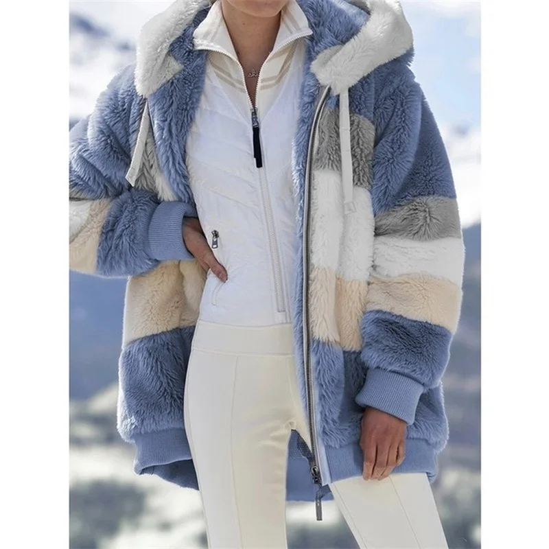 Women Long Sleeve Plus Size Loose Warm Outerwear 2021 Winter Coat Fashion Plush Patchwork Zipper Pocket New Hooded Jackets Lady
Women Long Sleeve Plus Size Loose Warm Outerwear 2021 Winter Coat Fashion Plush Patchwork Zipper Pocket New Hooded Jackets Lady
