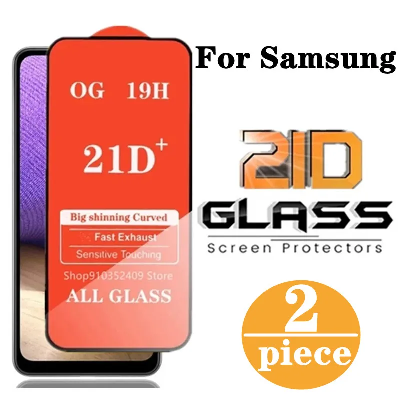 

2PCS 21D for Samsung Galaxy A51 A52 A72 A32 A71 A12 A21S A50 Tempered Glass for Samsung S21 M31 M51 S10 S20 FE Screen Protectors