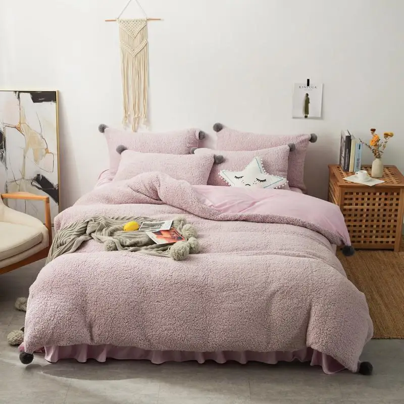46 4Pieces QueenKing size Fleece Pink Purple Duvet Cover Bed sheets Pillowcases Luxury Soft Winter Heavyweight Warm Bedding Sets
46 4Pieces QueenKing size Fleece Pink Purple Duvet Cover Bed sheets Pillowcases Luxury Soft Winter Heavyweight Warm Bedding Sets