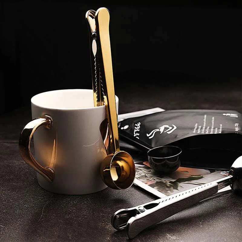 Two-in-one 304 Stainless Steel Coffee Spoon Sealing Clip Multifunction Measuring Cup Scoop Spoons Measuring Tools
Two-in-one 304 Stainless Steel Coffee Spoon Sealing Clip Multifunction Measuring Cup Scoop Spoons Measuring Tools
