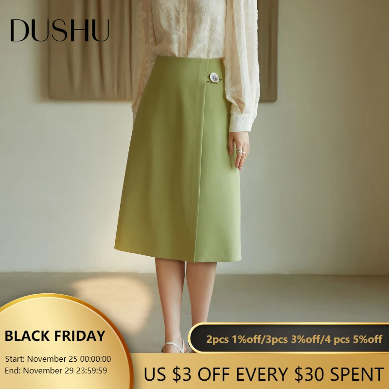 DUSHU Office Lady Loose Women's Design Asymmetrical Split Skirt 2021 Fall New Thin Green Button A-line Skirt Woman Clothes
DUSHU Office Lady Loose Women's Design Asymmetrical Split Skirt 2021 Fall New Thin Green Button A-line Skirt Woman Clothes
