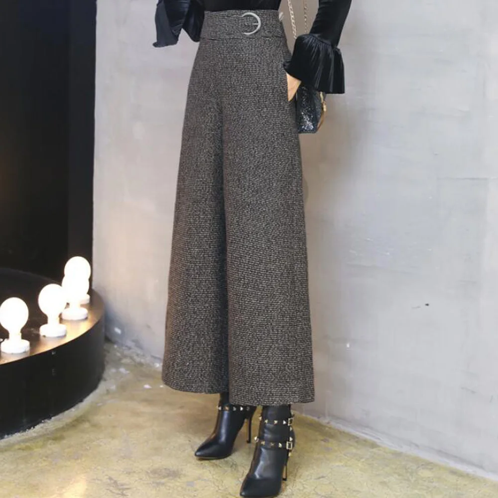 Winter Trousers Office Lady Work Wear High Waist Long Pants Bottoms Women Black Plaid Wide Leg Pants Thick Zipper Fly Autumn
Winter Trousers Office Lady Work Wear High Waist Long Pants Bottoms Women Black Plaid Wide Leg Pants Thick Zipper Fly Autumn