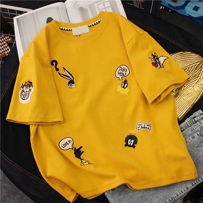 Short sleeve t-shirt men's Korean version loose trend student half sleeve lovers cartoon embroidery men's clothes
Short sleeve t-shirt men's Korean version loose trend student half sleeve lovers cartoon embroidery men's clothes