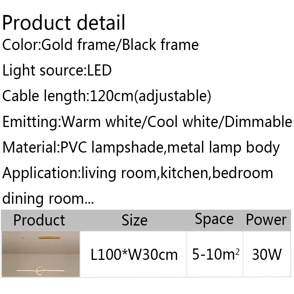 New Arrival Modern Led Pendant Light 110v 220v Hanging Lamp Pendant Lamp for Dining room Kitchen Living room 100CM Indoor Lights
New Arrival Modern Led Pendant Light 110v 220v Hanging Lamp Pendant Lamp for Dining room Kitchen Living room 100CM Indoor Lights
