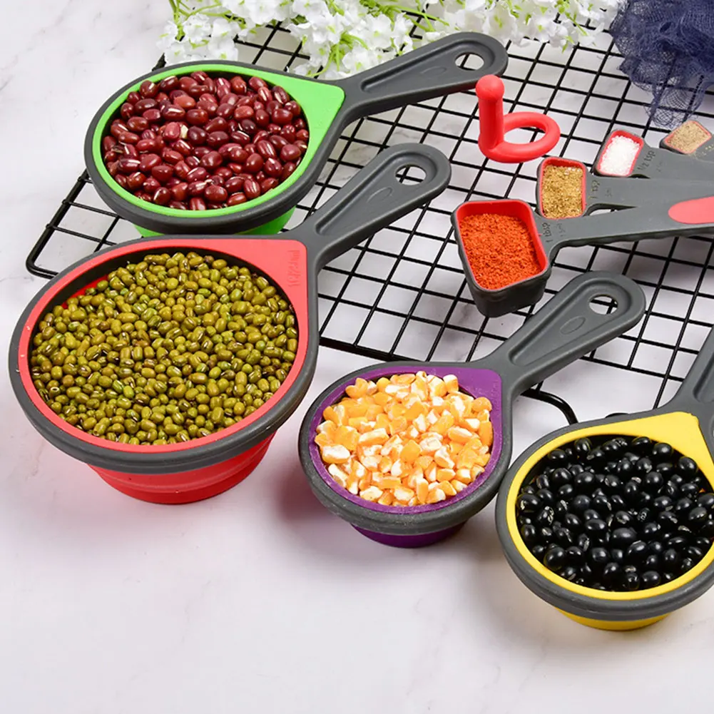4Pcs Silicone Measuring Cup Measuring Spoon Handle Kitchen Measuring Tool Baking Utensils Kitchen Storage
4Pcs Silicone Measuring Cup Measuring Spoon Handle Kitchen Measuring Tool Baking Utensils Kitchen Storage