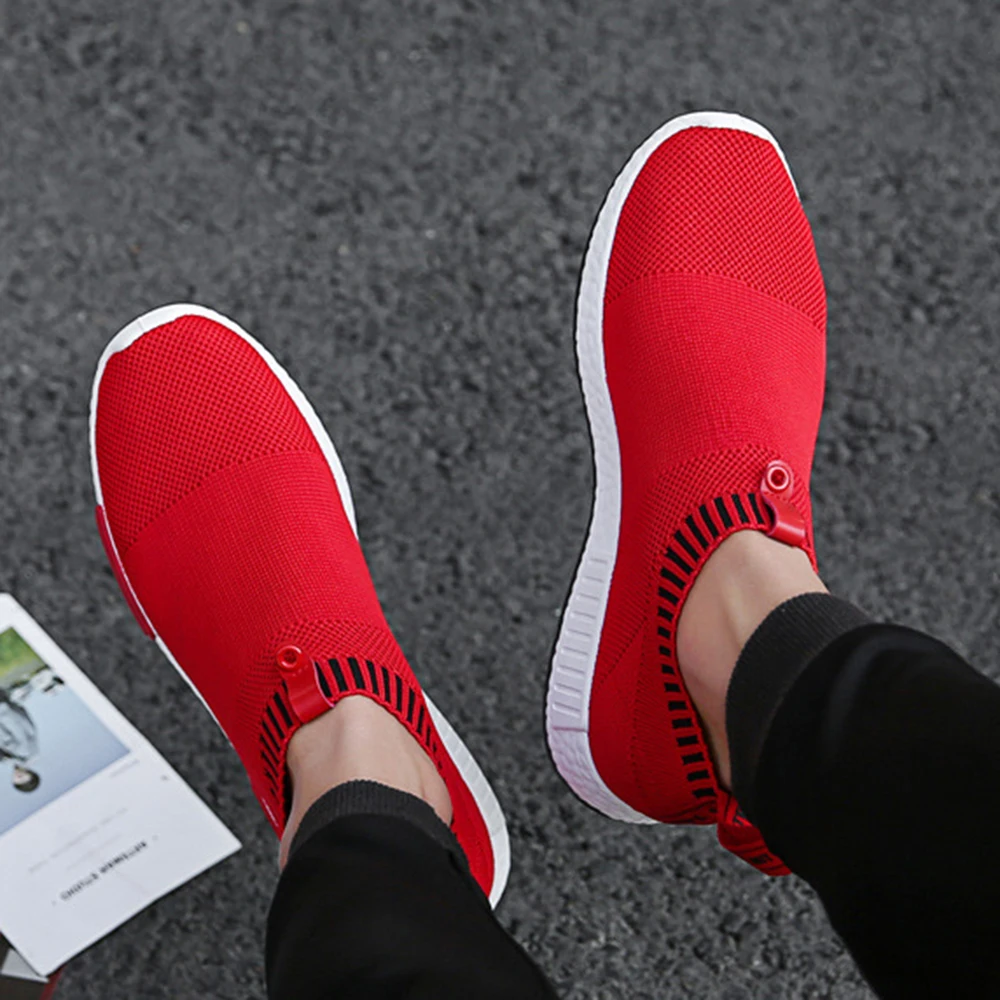 SHUJIN Sneakers Shoes Men Socks Stretch Fabric Male Lace Up Vulcanize Breathable Light Mesh Shallow Flats Casual | Обувь