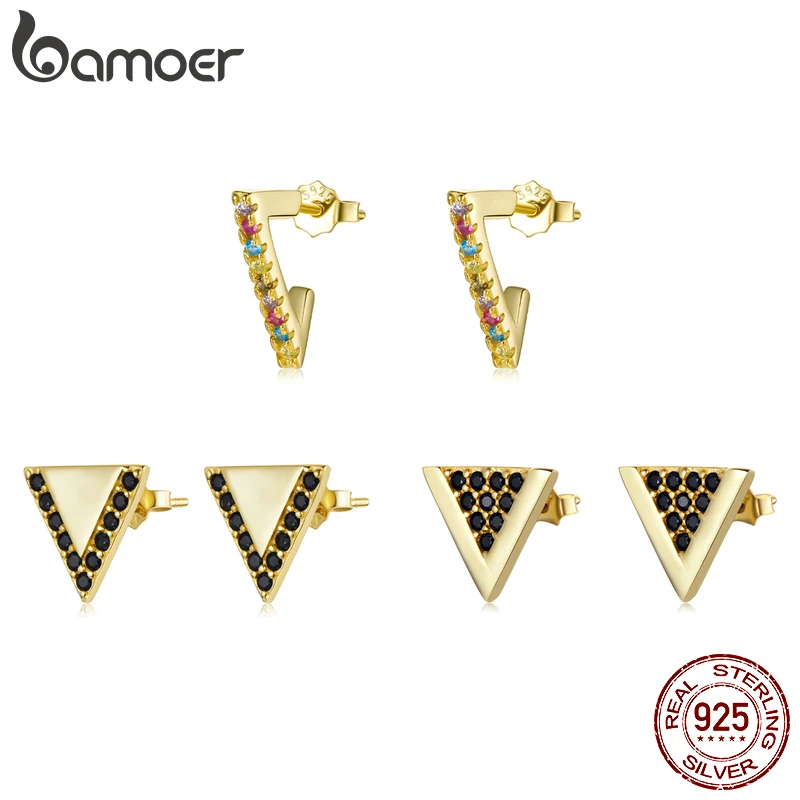 BAMOER Golden Triangle Stud Earrings 925 Sterling Silver Korean Geometric Earrings for Women New Model Fashion Clear CZ Jewelry 
BAMOER Golden Triangle Stud Earrings 925 Sterling Silver Korean Geometric Earrings for Women New Model Fashion Clear CZ Jewelry