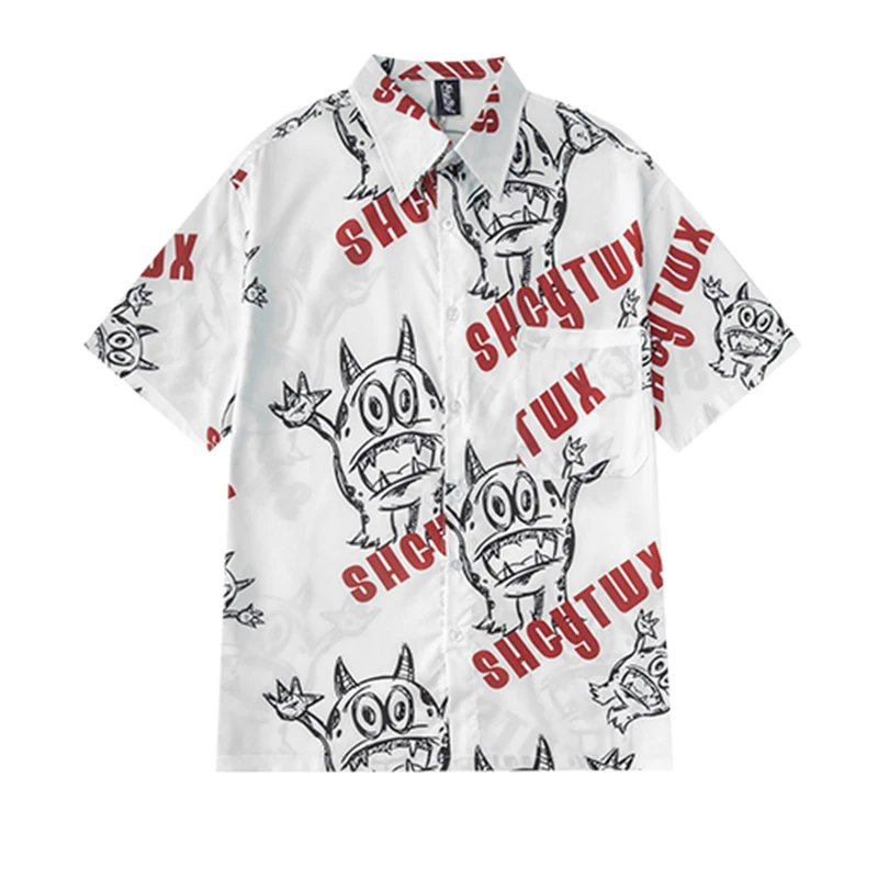 Women Shirts Summer Loose Short Sleeve Blouse Female Harajuku Cartoon Pattern Print Square Collar Single Breasted Man Shirt
Women Shirts Summer Loose Short Sleeve Blouse Female Harajuku Cartoon Pattern Print Square Collar Single Breasted Man Shirt
