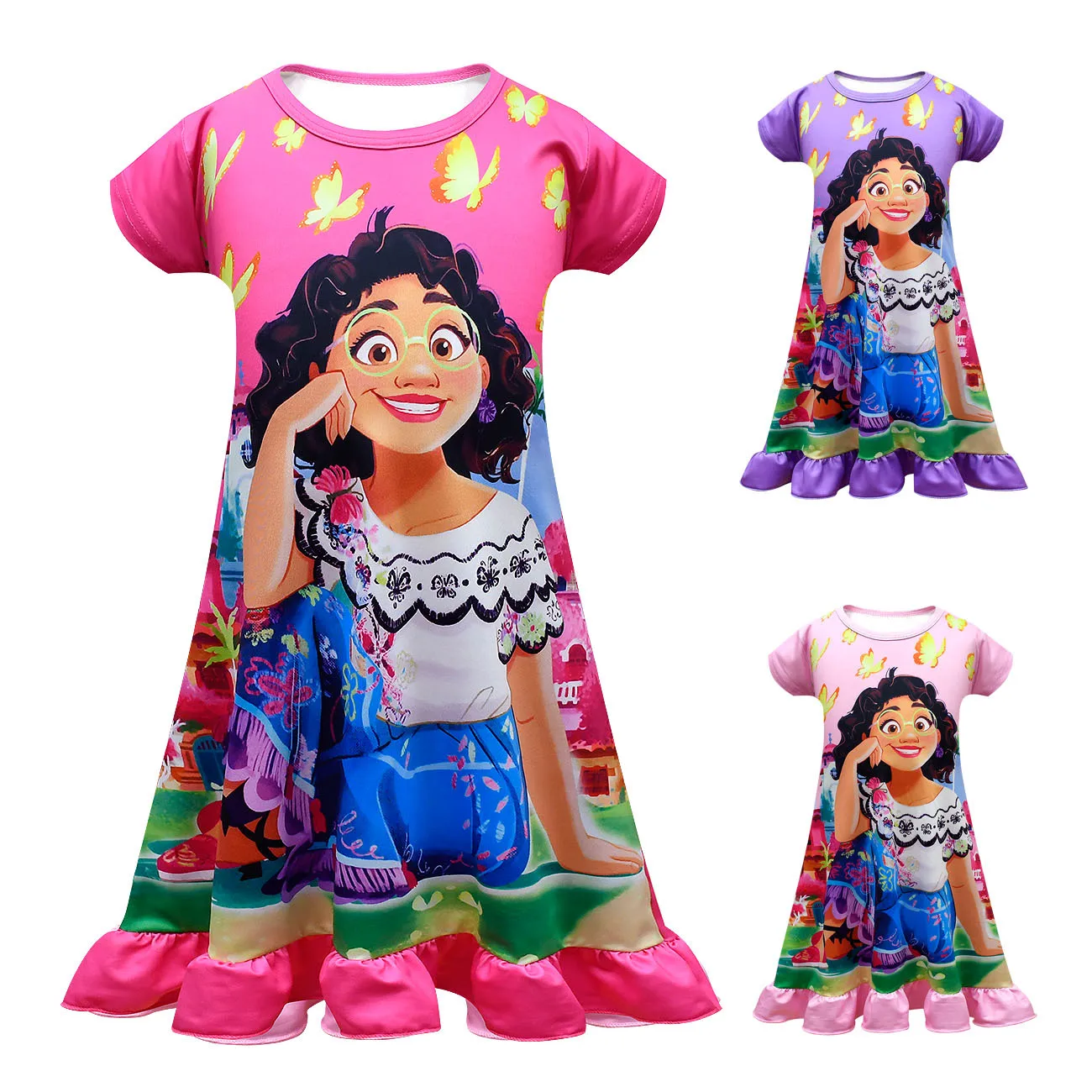 2022 Milk Silk Fabric Summer New Cartoon Print Encanto Girls Short-Sleeved Sirt Ruffle Dress European and American Style
2022 Milk Silk Fabric Summer New Cartoon Print Encanto Girls Short-Sleeved Sirt Ruffle Dress European and American Style