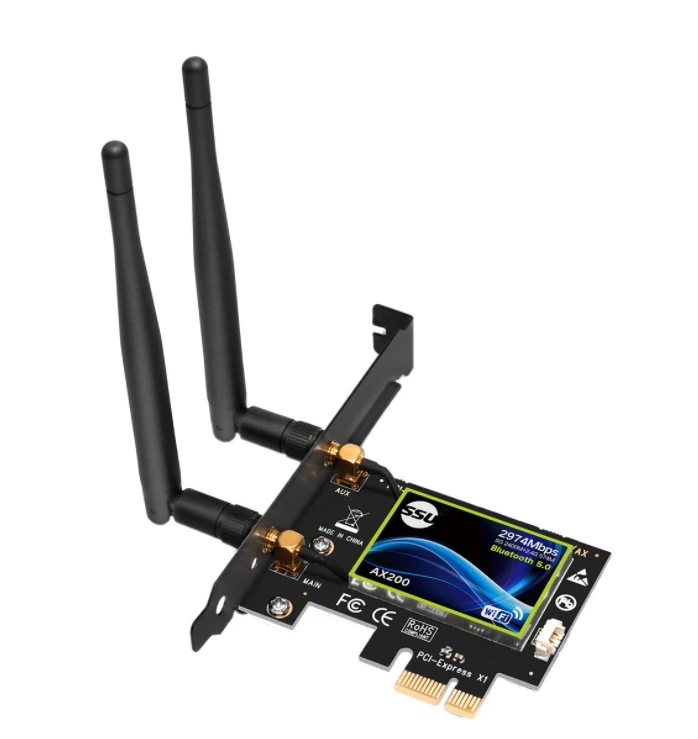 Двухдиапазонная карта PCI Express WiFi Gigabit для Intel AX200 2,4G/5Ghz 802.11Ac/Ax 5,0 Bluetooth адаптер поддерживает только Window10
Двухдиапазонная карта PCI Express WiFi Gigabit для Intel AX200 2,4G/5Ghz 802.11Ac/Ax 5,0 Bluetooth адаптер поддерживает только Window10