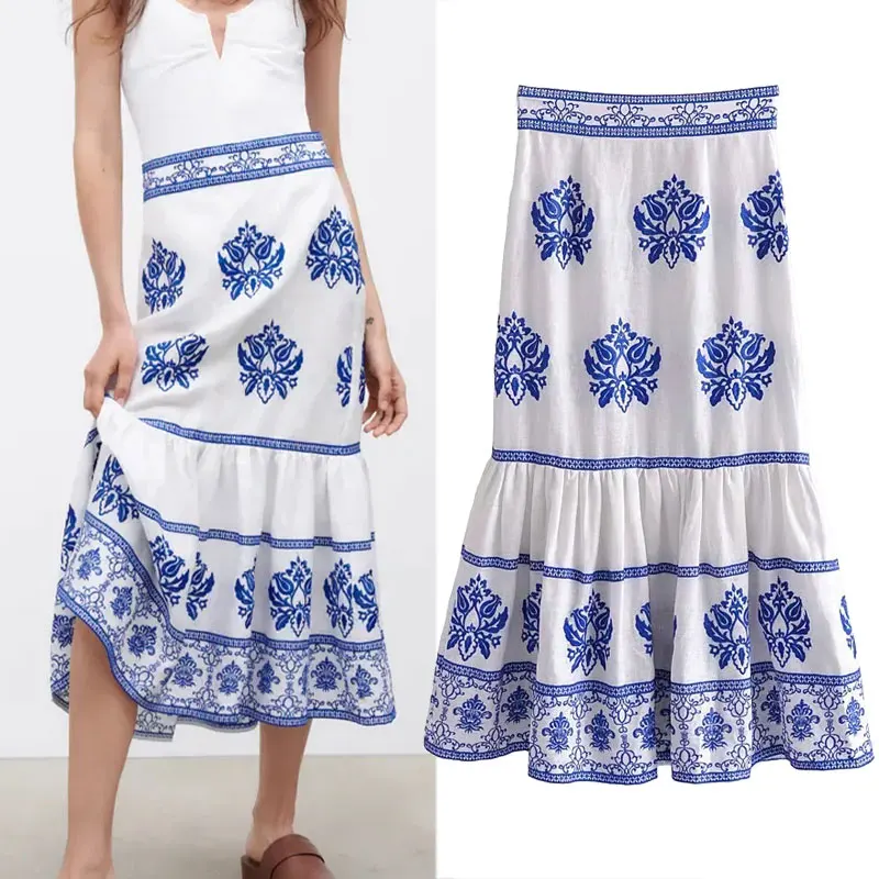 Summer Women's Long Skirt 2021 Vintage Chic Embroidery High waist Midi Skirts Casual Loose Ruffle Side zipper Clothing
Summer Women's Long Skirt 2021 Vintage Chic Embroidery High waist Midi Skirts Casual Loose Ruffle Side zipper Clothing