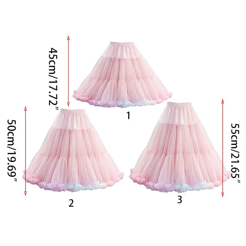 

Women Elastic Waist Puffy Tulle Petticoat Rainbow Cloud Short Tutu Skirt Ballet Dance Pettiskirts Lolita Underskirt