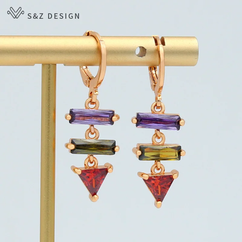 S&Z DESIGN New Geometric Simple Colorful Triangular Cubic Zirconia Dangle Earrings For Women Wedding 2021 Fashion Jewelry Gift
S&Z DESIGN New Geometric Simple Colorful Triangular Cubic Zirconia Dangle Earrings For Women Wedding 2021 Fashion Jewelry Gift