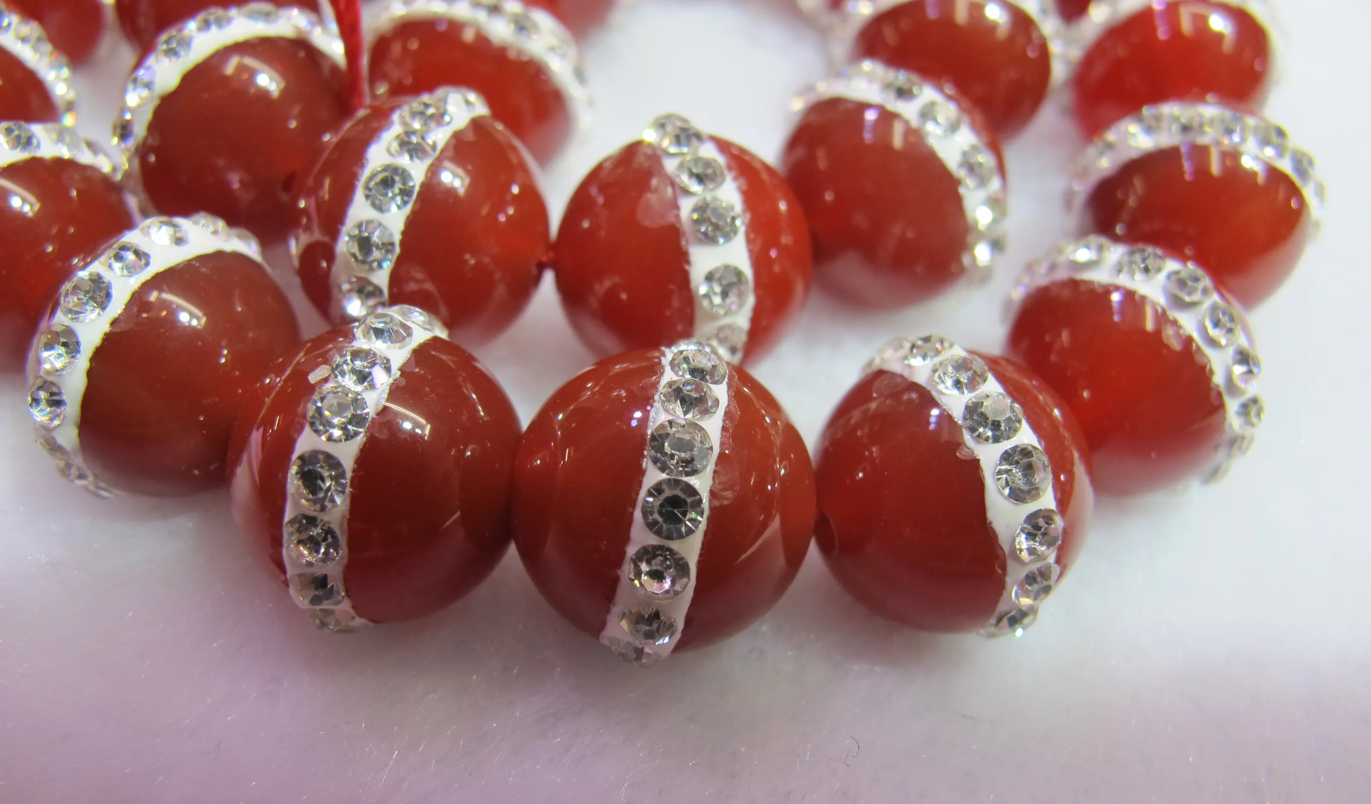 

Natural Red Agate Bead With Water Crystal,8MM 10MM Round Gem Stone Loose Beads CZ Zircon Crystal Inlay,1string of 37 beads