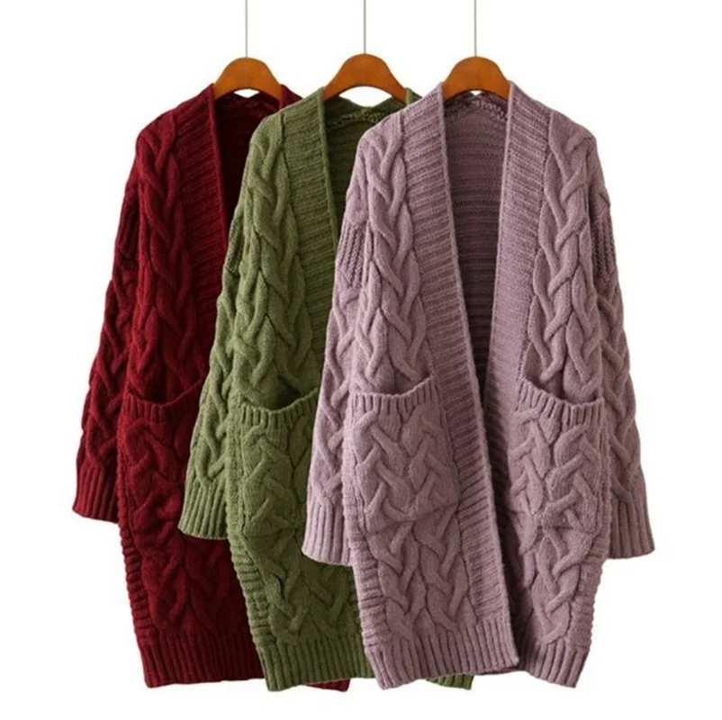 2021 New Loose Cardigan Women Simple V-neck Knitted Twist All-match Fashion Cardigans Mid-length Solid Color Warm Sweater Coat
2021 New Loose Cardigan Women Simple V-neck Knitted Twist All-match Fashion Cardigans Mid-length Solid Color Warm Sweater Coat