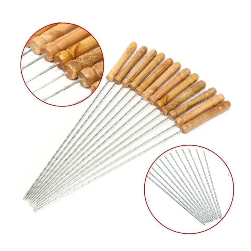 12Pcs/set Reusable BBQ Skewers Handle With Handle 30CM Barbecue Needle Wood Stainless Steel Flattened Rounded Sign Optional Meat
12Pcs/set Reusable BBQ Skewers Handle With Handle 30CM Barbecue Needle Wood Stainless Steel Flattened Rounded Sign Optional Meat