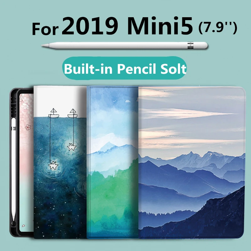 Для 2019 iPad Mini 5 чехол с карандашом держатель 7 9 ''смарт Крышка для Мини Мягкий