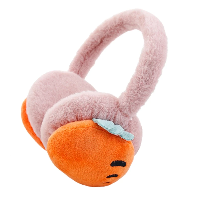 

Q0KE Winter Earmuffs For Girls Pink Strawberry Kids Fruits Earmuffs Kawaii Girl Boy Winter Fleece Headband Faux Ear Muffs