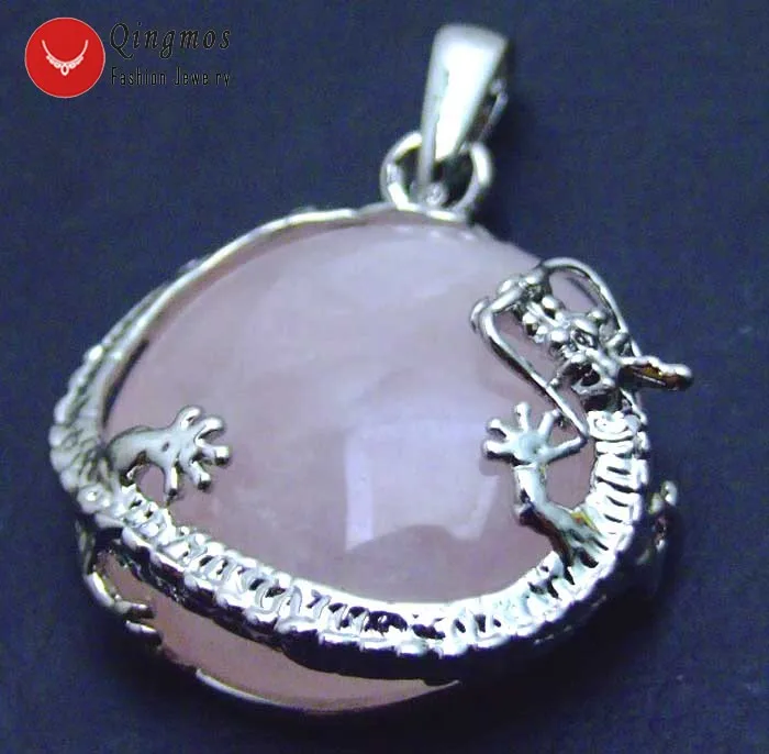 Подвеска Qingmos из натурального розового кристалла 23 мм круглая подвеска камня