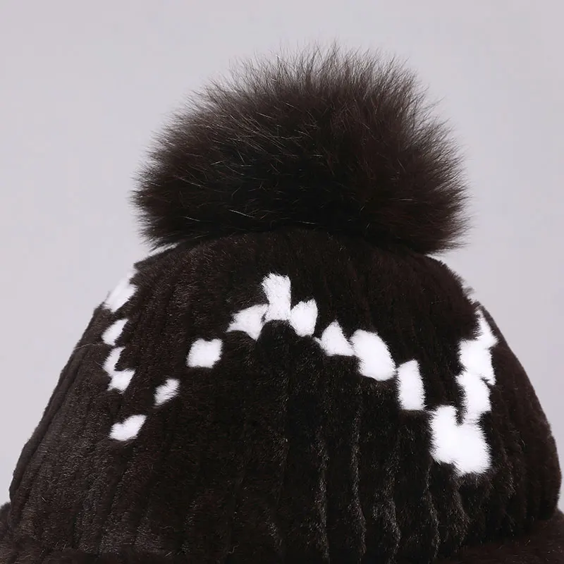 Women Rex Rabbit Fur Hat With Real Fox Fur Ball Winter Hats Beanies Cap Hand Sewing Warm Skullies Gradient Elastic Lady Headwear
Women Rex Rabbit Fur Hat With Real Fox Fur Ball Winter Hats Beanies Cap Hand Sewing Warm Skullies Gradient Elastic Lady Headwear