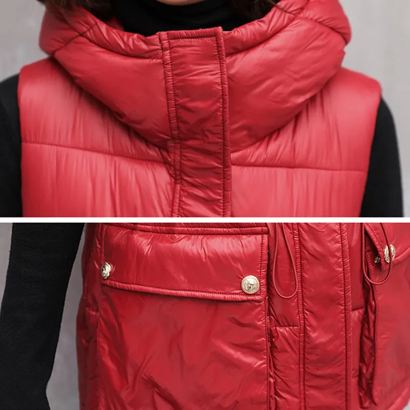 2021 Big Pockets Autumn Winter Women Vest Ladies Warm Hooded Sleeveless Jacket Casual Collect Waist Slim Waistcoat Outwear Y075
2021 Big Pockets Autumn Winter Women Vest Ladies Warm Hooded Sleeveless Jacket Casual Collect Waist Slim Waistcoat Outwear Y075