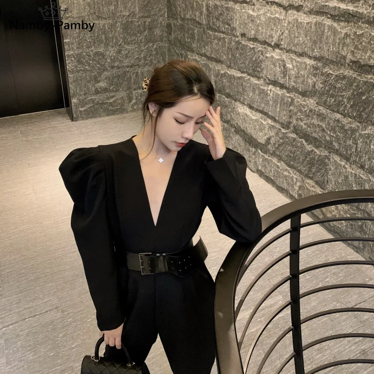 New Spring Sexy Deep V Neck Playsuit Plus Size Vintage Women Jumpsuit Fashion Elegant Office Lady Korean Slim Bodysuit With Belt
New Spring Sexy Deep V Neck Playsuit Plus Size Vintage Women Jumpsuit Fashion Elegant Office Lady Korean Slim Bodysuit With Belt
