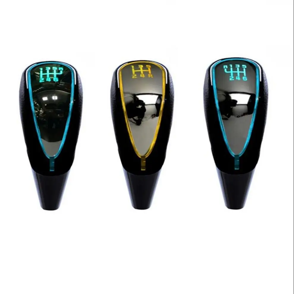 

7 colors changes Activated Gear Shift Knob 5 6 Speed Car Logo LED Gear Handball Knob Light Cigarette Lighter Charger