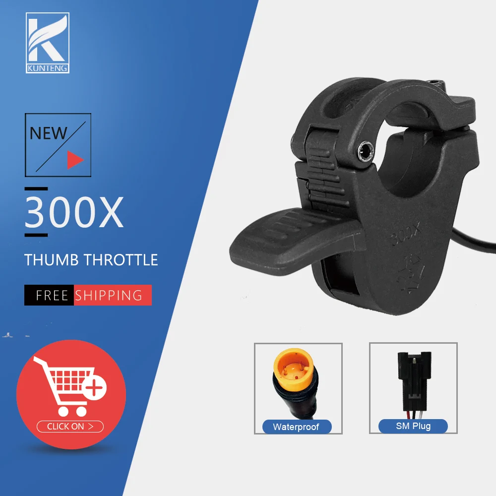 

Electric Bicycle WUXING 300X Thumb Throttle 12V-72V Right/Left Hand SM Waterproof Connector Throttle For Ebike Accessories