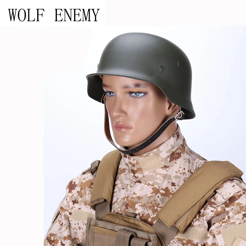 Фото Немецкий Элитный шлем WW2 Стальной M35 M275 в армейском стиле зеленый - купить