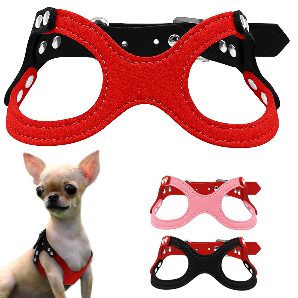 

Cute Soft Suede Small Dog Cat Harness Adjustable Harnesses For Puppy Chihuahua Yorkie Teddy Black Red Pink Colors S/M/L