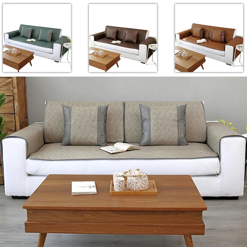 Комбинированный чехол для дивана подушка летний бамбуковый коврик из ротанга