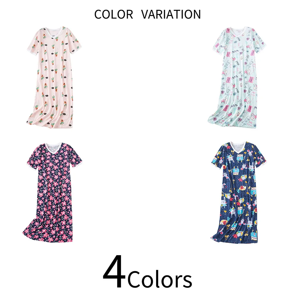 2021 Women's Pajamas Cute Birds Print Cotton Women's Home Clothes Summer Short-Sleeve Breathable Sleepwear Dress Woman V-Neck
2021 Women's Pajamas Cute Birds Print Cotton Women's Home Clothes Summer Short-Sleeve Breathable Sleepwear Dress Woman V-Neck