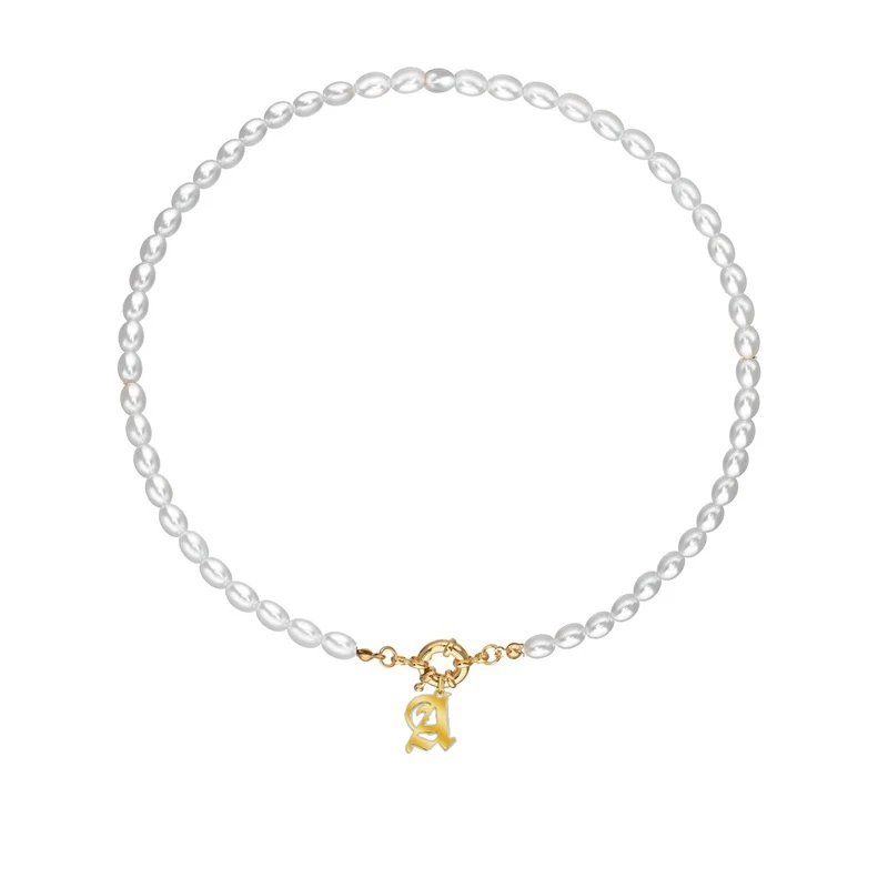 Gothic Initial Old English Letter Imitation Pearl Necklace Choker Alphabet A-Z Buckle Gold Color Personalized Pendant Jewelry
Gothic Initial Old English Letter Imitation Pearl Necklace Choker Alphabet A-Z Buckle Gold Color Personalized Pendant Jewelry