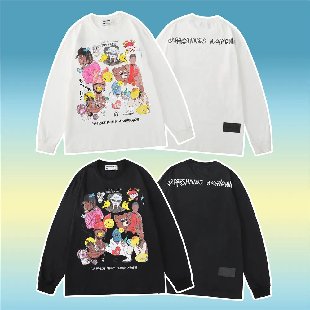 Men's Funny Cartoon Characters Print T-shirts Long Sleeve Hip Hop Casual Tshirts Tops Male Fashion Streetwear
Men's Funny Cartoon Characters Print T-shirts Long Sleeve Hip Hop Casual Tshirts Tops Male Fashion Streetwear